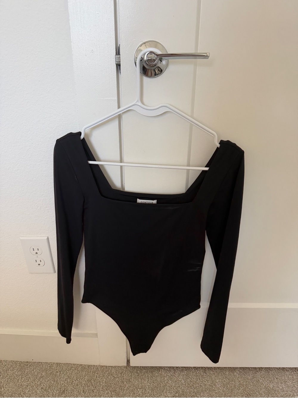 Aritzia Black Square-Neck Long Sleeve Bodysuit